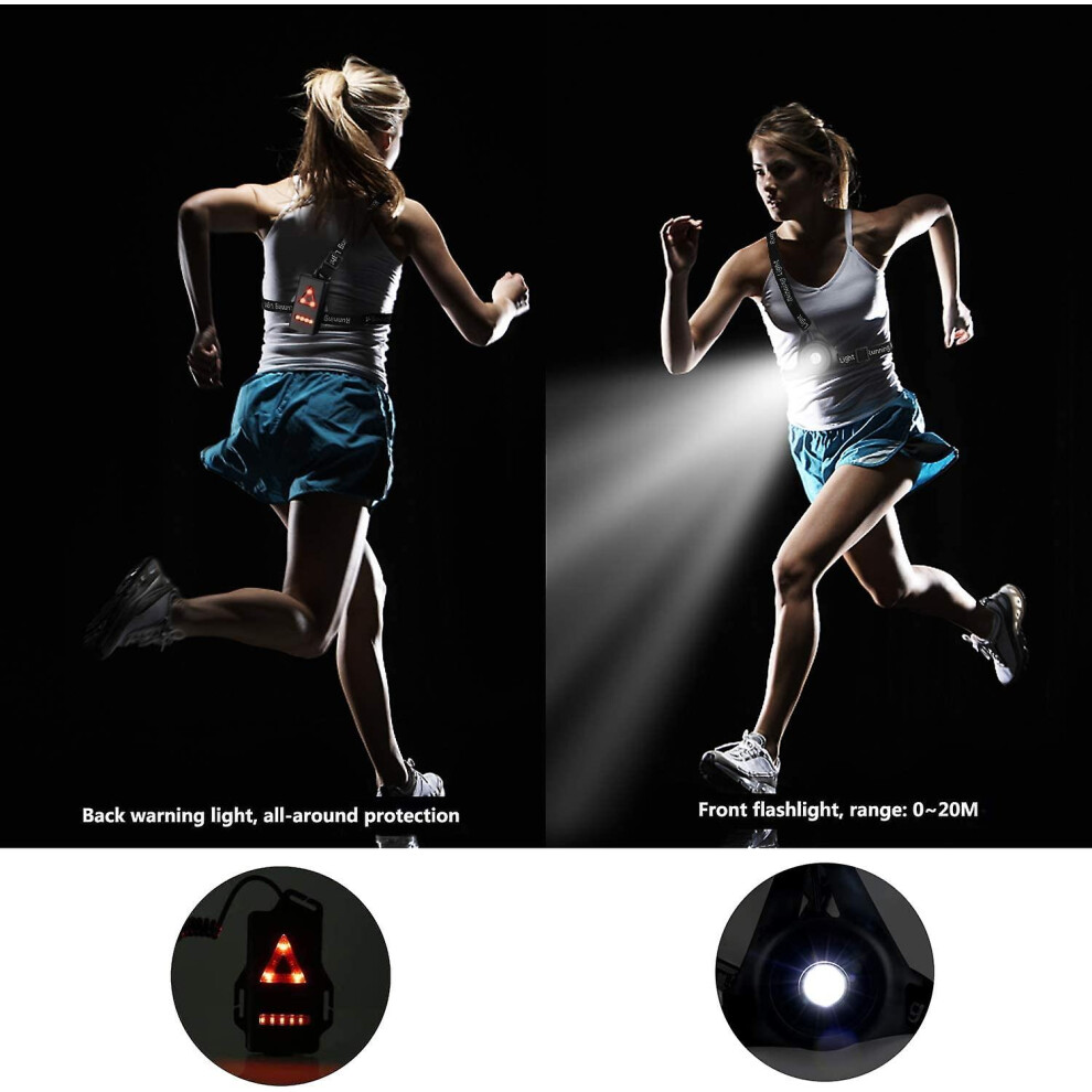 Running Lamp Usb Led Chest Waterproof Flash 3 Ing Modes With Tail And Adjustable Strap For Runners, Joggers, Walking, Hikin Light