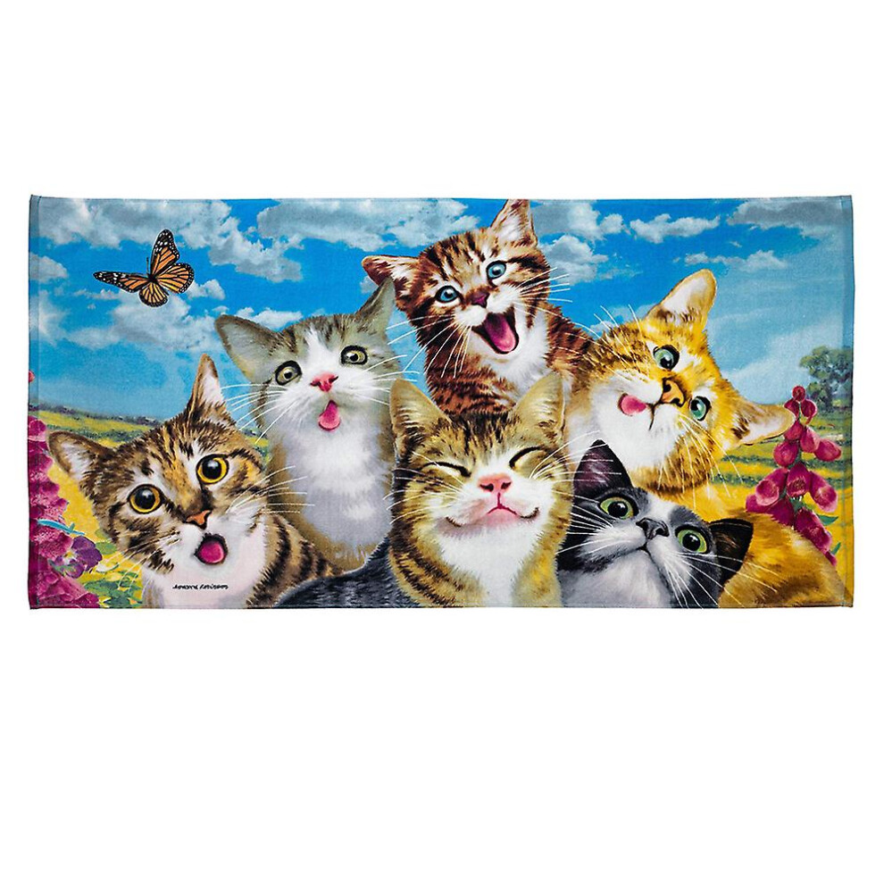 (Cat selfie) Funny Cat And Dog Beach Towel,75*150cm Pool Towel Super Soft Cat And Dog Towel For Pet Lovers