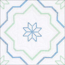 Jack Dempsey Stamped White Quilt Blocks 18"X18" 6/Pkg-XX Interlocking Star 732 762