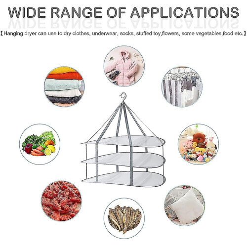 3-tier Sweater Drying Rack Hanging Clothes Hanging Dryer Laundry Mesh Drying Rack, Foldable Clothin 1