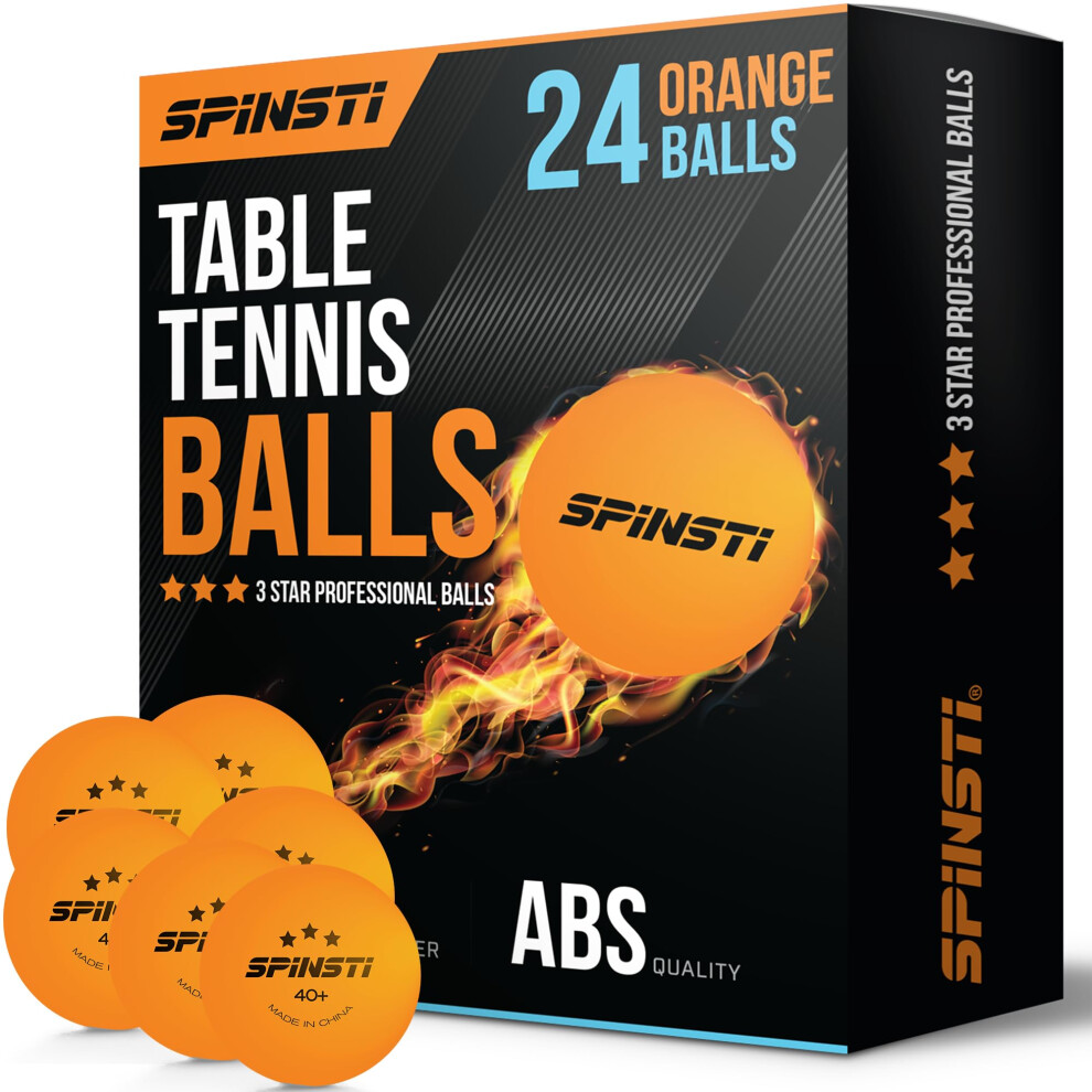 Table Tennis Balls (24 Balls) |3 Star 40+mm Professional Orange Table Tennis Balls for Indoor Sports | Premium Orange ABS Quality Ping Pong Balls |