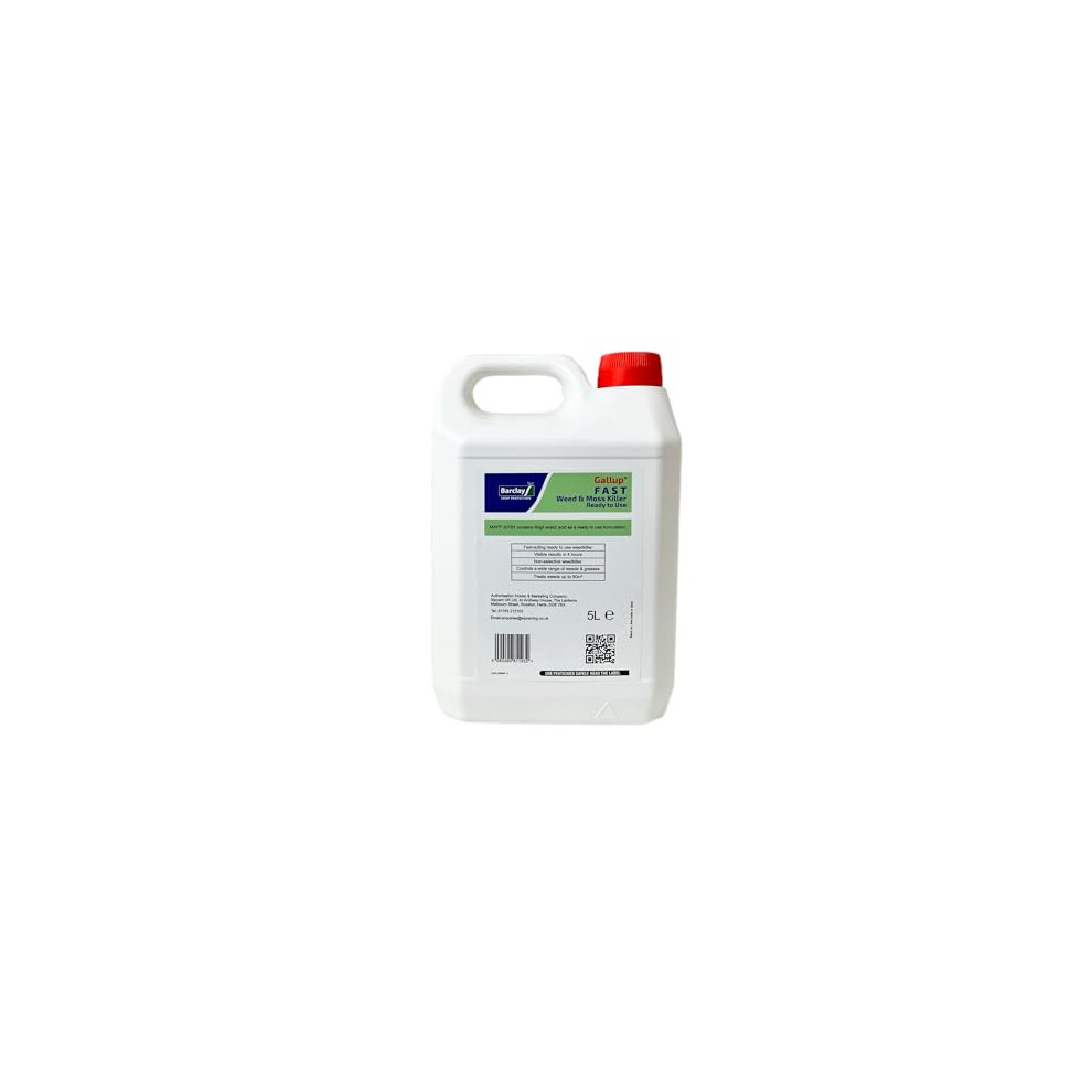 5L RTU Fast-Acting Weedkiller & Moss Control - Visible Results in 24 Hours for Driveways, Gardens, Paths, & Patios