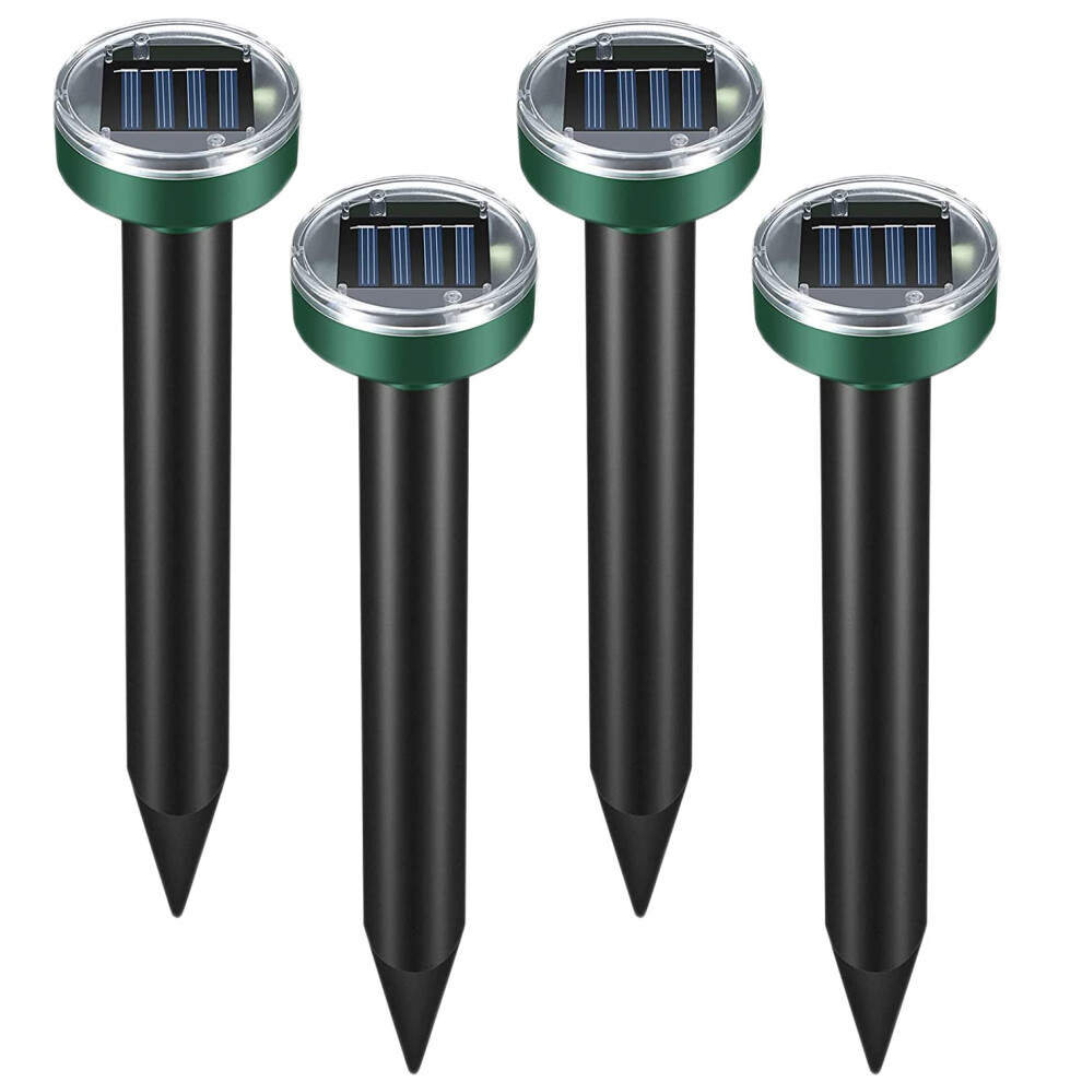 Solar Mole Repellent Ultrasonic 4pcs, Waterproof Sonic Mole Deterrent Devices, Vole Mole Animals Repeller for Outdoor Lawn Garden Yards, Get Rid of