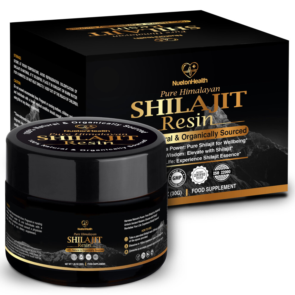 Pure Organic Himalayan Shilajit Resin - Gold Grade 30g | Rich in Fulvic & Humic Acid, 100% Vegan | Immune Support, Vitality Booster | Lab Tested by UK