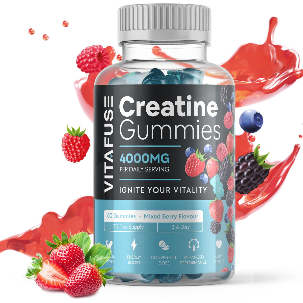 Creatine Monohydrate Gummies | 4000mg Daily Serving Creatine Gummies in Mixed Berry Flavour | Creatine Gummies for Women & Men