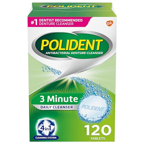 3 Minute Triple Mint Antibacterial Denture Cleanser Effervescent Tablets, 120 count