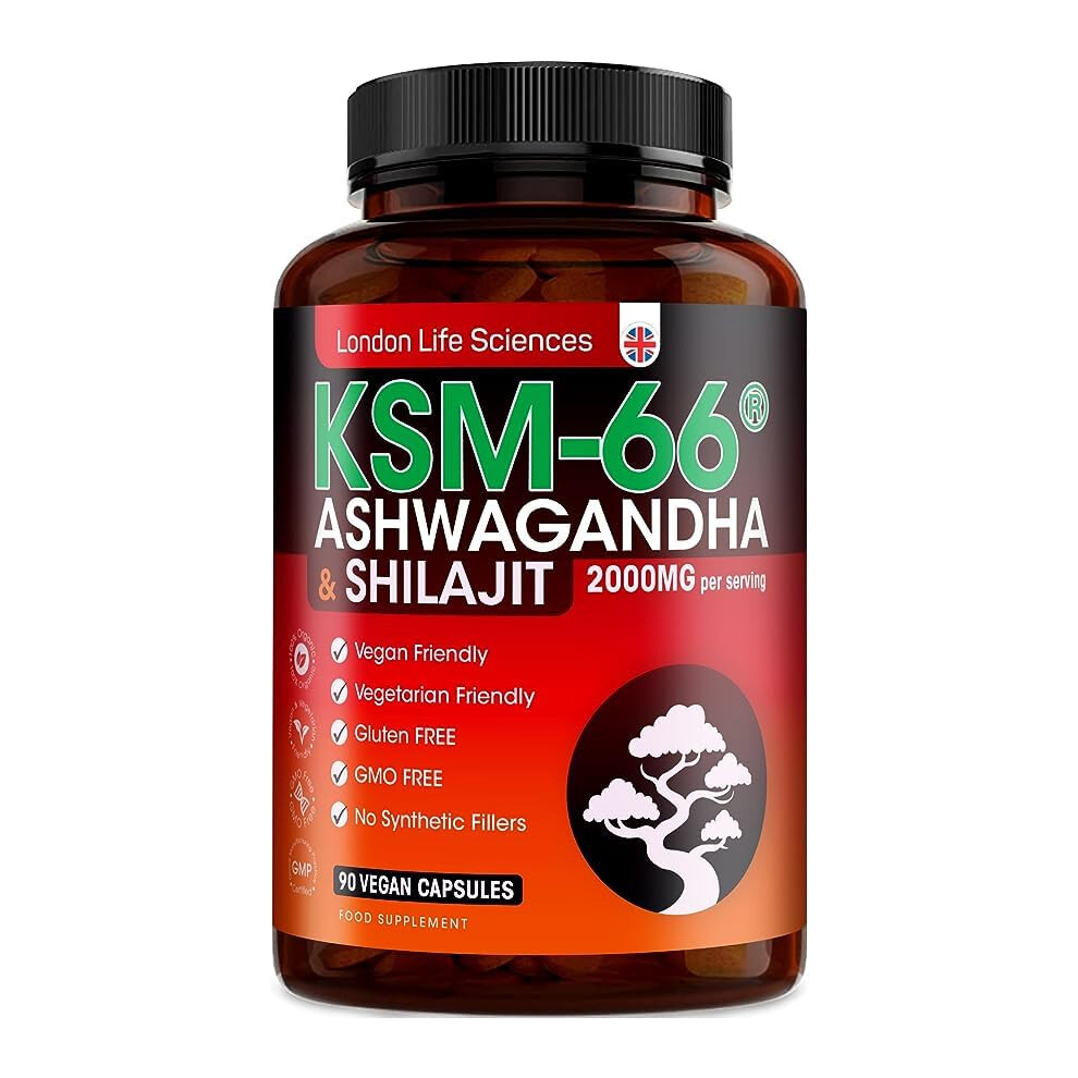 Organic SHILAJIT with Ashwagandha KSM-66 2000mg (2 Month Supply) | Root Extract | Vegan Ayurveda Medicine Supplement | Higher Bioavailability &