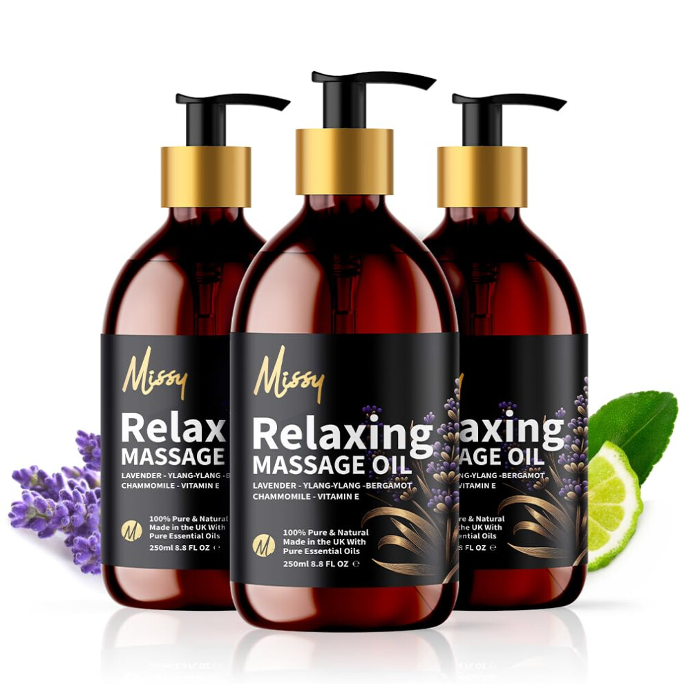 Just Missy Lavender Relaxing Massage Oil By Missy - Luxurious Soothing Blend Massage Oil For Date Night With Chamomile, Ylang Ylang & Bergamot, Enriched With
