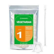 Size 1 Empty Capsules Vegetarian (500 Count) Bundle with Micro Lab Spoon with Powder Tamper, Compatible with Capsule Filling Machine