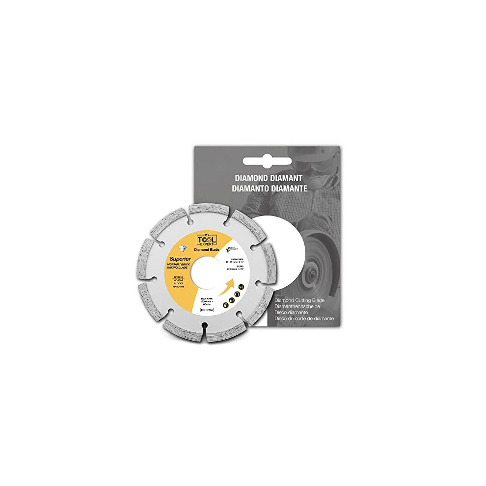 Superior Diamond Mortar Disc 115Mm/4.5", Mortar Masonry Joint Raking Blade For Grinders, Repointing Raker Tool For Fast Removal Of Old Mortar, 5036197076486