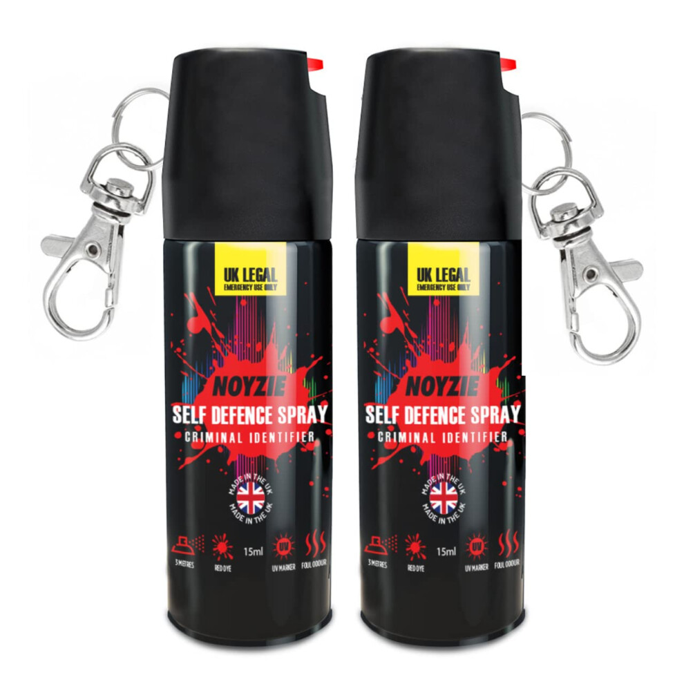 Self Defence Spray NOYZIE UK Legal Pepper Spray Alternative for Men & Women with UV Marking & Keychain - Criminal Identifier Spray for Personal