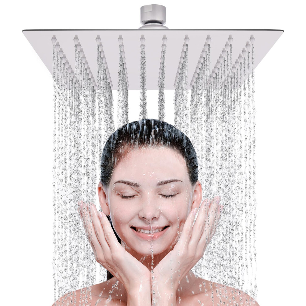 Square Rainfall Shower Head - 10 inch Large, Overhead Fixed Rain Showerhead with Angle Adjustment - Stainless Steel 304 with Chrome Finish - Standard-image-OPC-PDSQJRZ-NEW