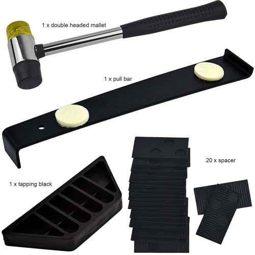 Laminate Wood Flooring Installation Kit Laminate Flooring Tools with Tapping Block, Pull Bar, Mallet and 20 Spacers (A) 2
