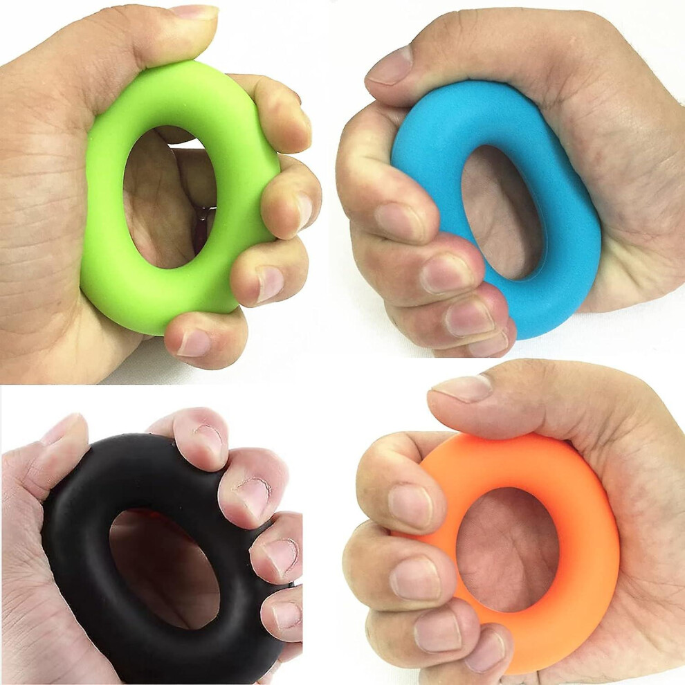 4 Pack Hand Grip Strengthener Ring Finger Exerciser Grip Strength Trainer,silicone Squeezer Gripper For Muscle Strengthening Training Forearm Grip Wor