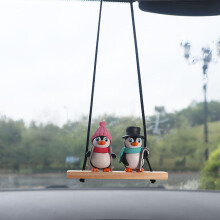 (StyleA) Car Penguin Rearview Mirror Hanging Ornament For Interior Decoration Universal