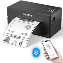(Black) MUNBYN Shipping Label Printer Bluetooth Connection, Thermal Label Printer 4x6, Postage Label Printer for Business