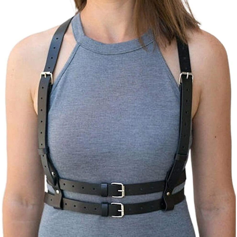 Punk Waist Harness Belt, Fashion Body Chain, Black Goth Rave Adjustable Body Jewelry