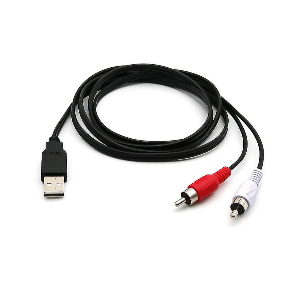 Portable Usb A Male To 2x Rca Phono Male Av Cable Tv Aux Audio Video Adapter
