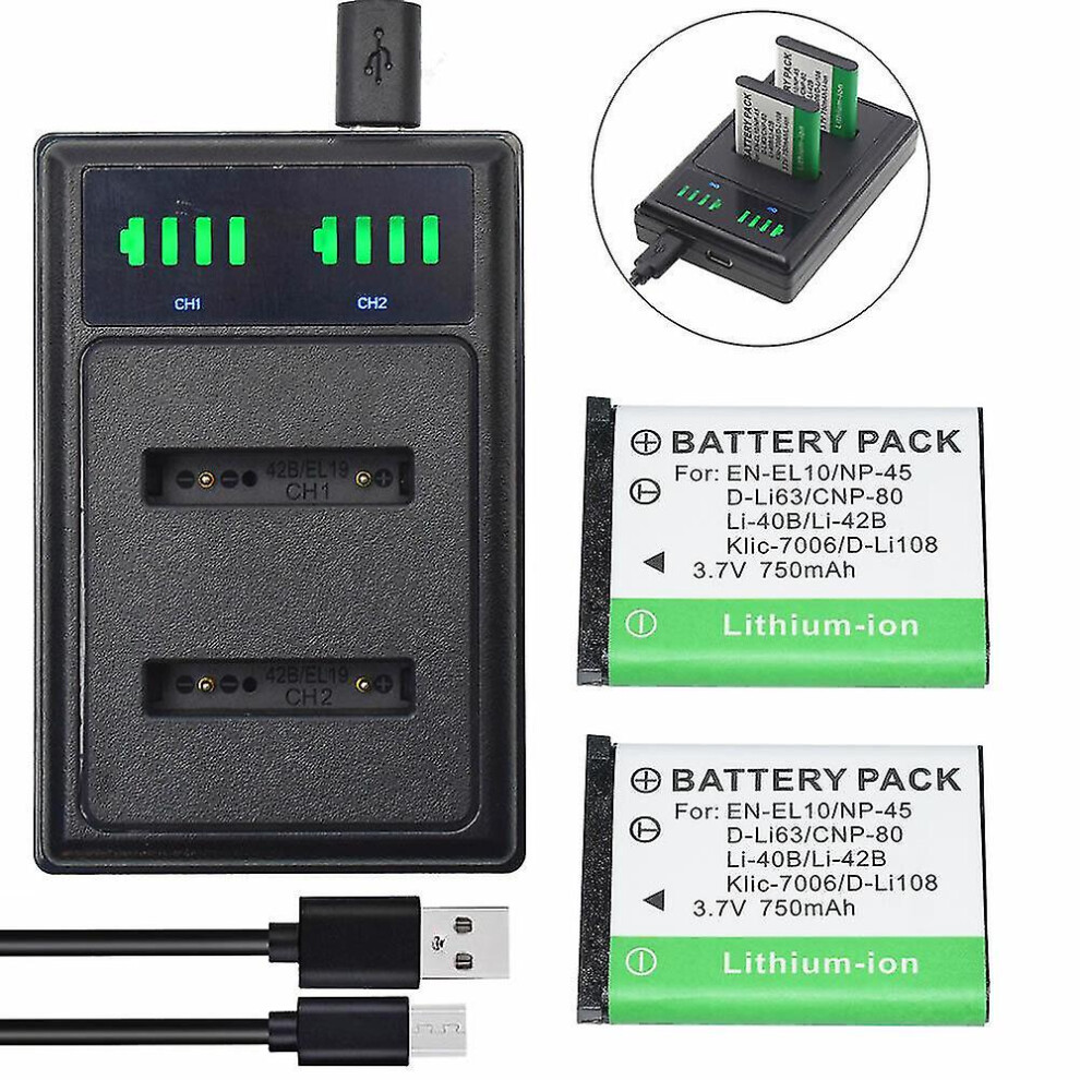 2 Battery Led Charger Compatible Leica Bp-Dc17 Leica Socompatiblettype No:2754 Fujifilm Np-45 9341709186154