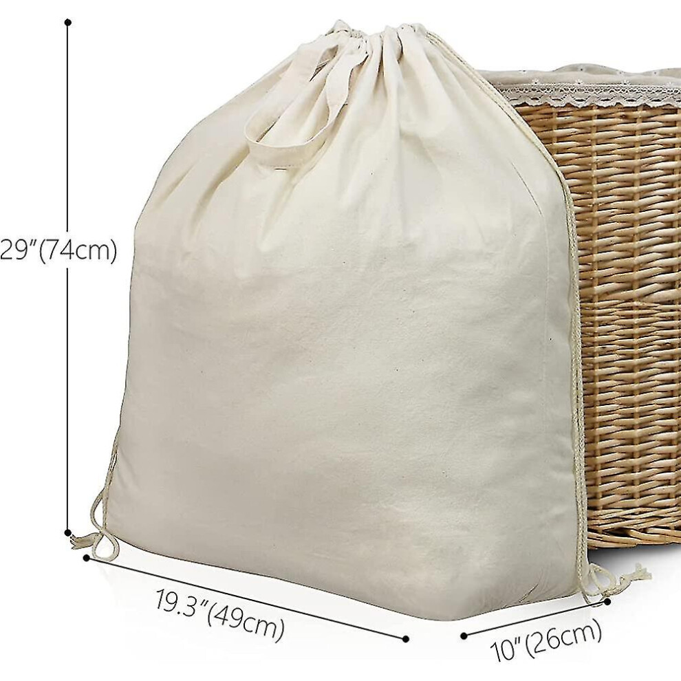 2-pack 100% Natural Cotton Canvas Laundry Bags With Carrying Handles