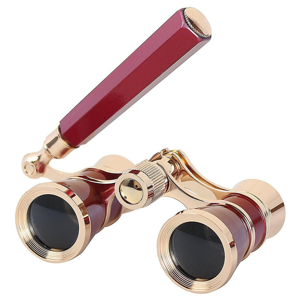 (Red) Opera Glasses Binoculars,Vintage Style Opera Glasses Binocular,3X Magnification Red