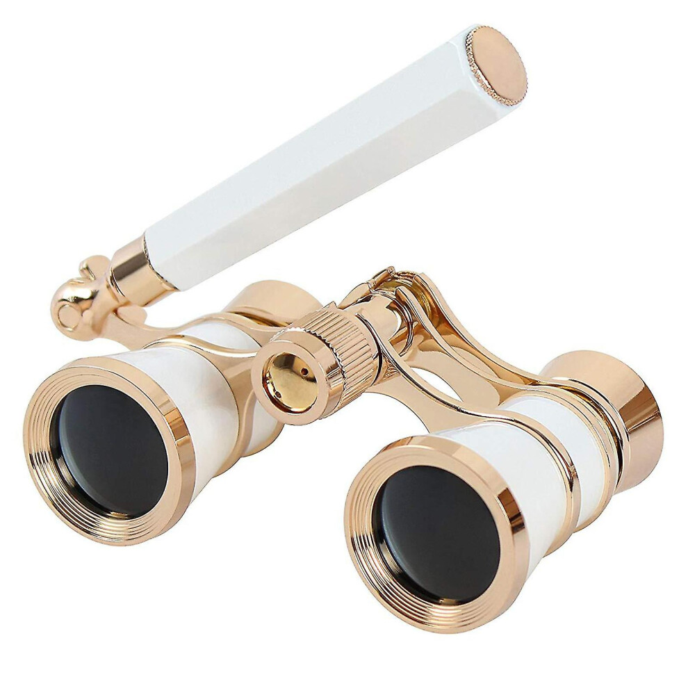 (White) Opera Glasses Binoculars,Vintage Style Opera Glasses Binocular,3X Magnification White