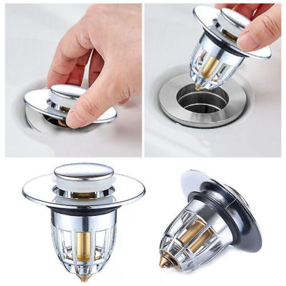 Universal Bathroom Sink Plug Stopper Wash Basin Core Bounce Pop-up Drain Filte