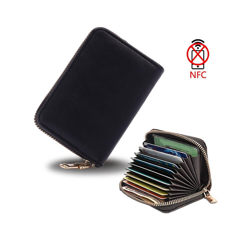 Black 1 Coin Purse, Protective Card Sleeve, Zipper Pocket, Multiple Card Slots