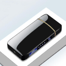 Electric Windproof Metal Lighter Double Arc Flameless Plasma Rechargeable Usb Lighter Led Power Disp