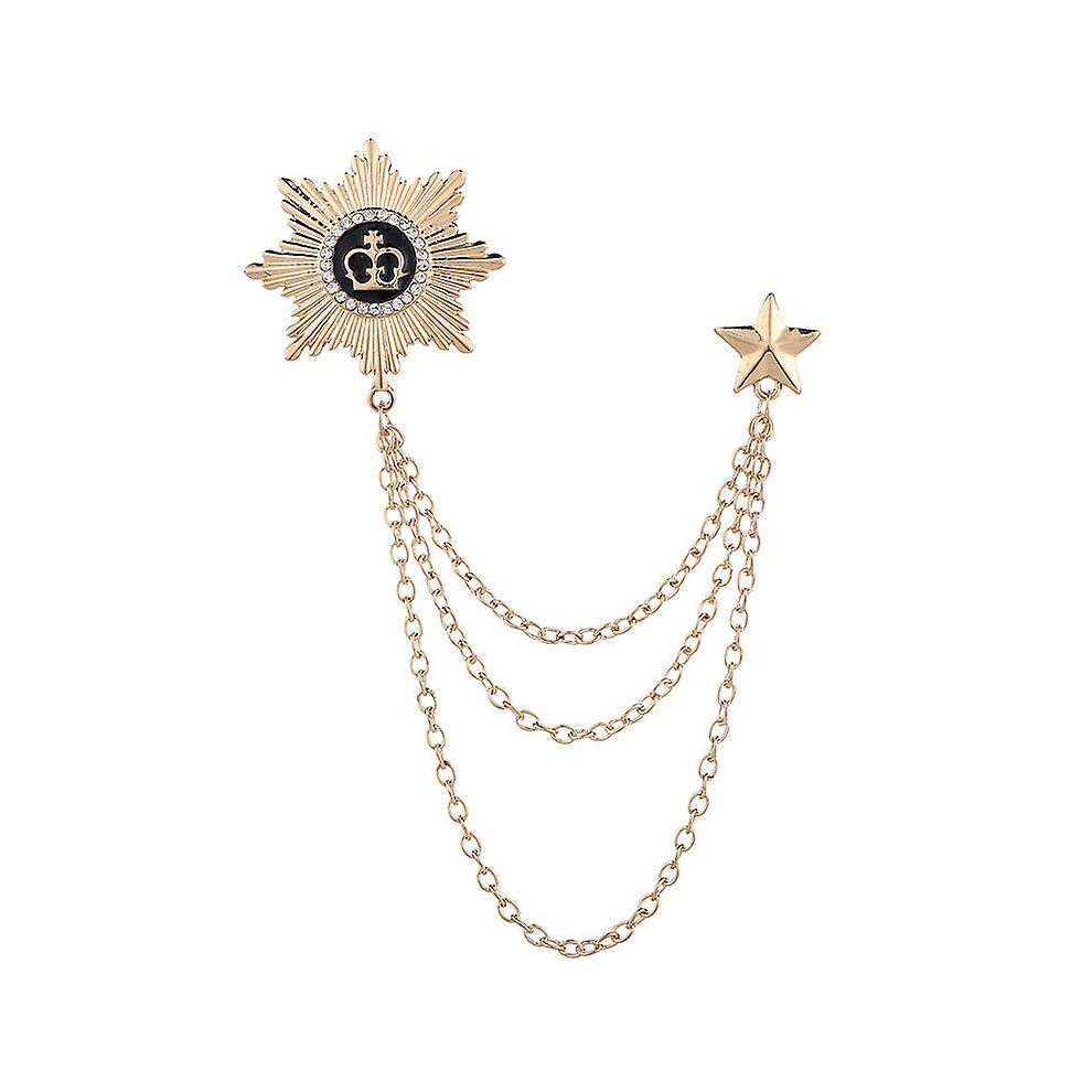 (style 5) British Style Rhinestone Crown Chain Brooch Retro Crystal Corsage Pin Tassel Chain Suit Jacket Brooch Pin For Men Husband Gifts