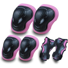 Wabjtam Kids Knee Pads And Elbow Pads Wrist Pad For Roller Skating Skate Protec Gear Rollerblade Bicycle Boys Youth 4-8-12 Years Oldpink