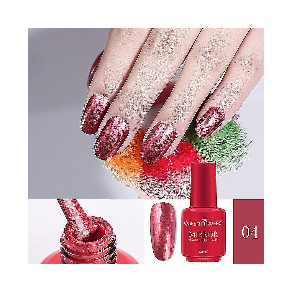 (Mirror red) 8ml Metallic Nail Polish Mirror Effect Chrome Nail Art Polish Varnish 2023
