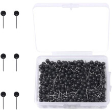400 Pcs Map Push Pins, 1/8 inch Round Head Map Tacks Push Pins Black Drawing Pins with Stainless Steel Point