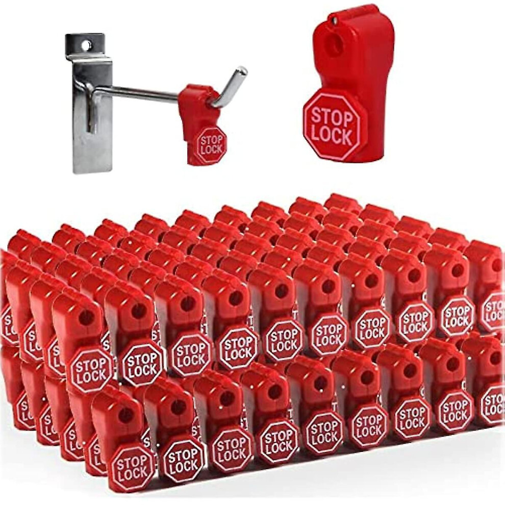 Peg Hook Stop Lock 6mm Plastic Red Security Lock Retail Shop Anti-theft Display (100 Pcs)