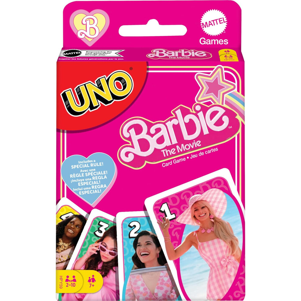 UNO Barbie The Movie Card Game, Inspired by the Movie for Family Night, Game Night, Travel, Camping and Partyââ, HPY59