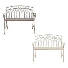 Charles Bentley 2 Seater Wrought Iron Bench Metal Outdoor Garden Patio Seat With Rust Proof Finish In Grey/White
