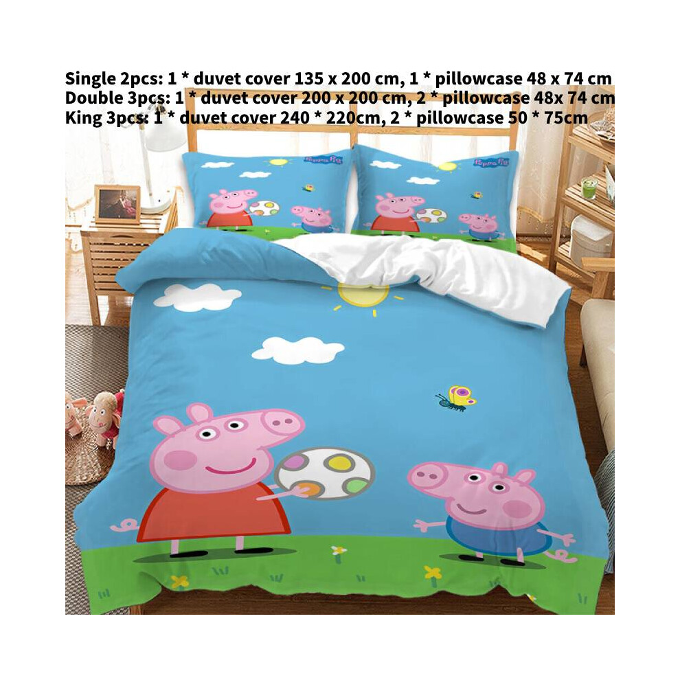 (Double) Kids Pig Single Double Bed Linen 3d Duvet Cover Set Printed Kids Home