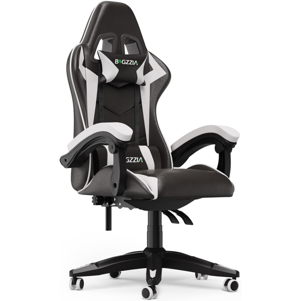 Gaming Chair Office Chair with Lumbar Support Flip Up Arms Headrest Swivel Rolling Adjustable PU Leather Racing Computer Chair