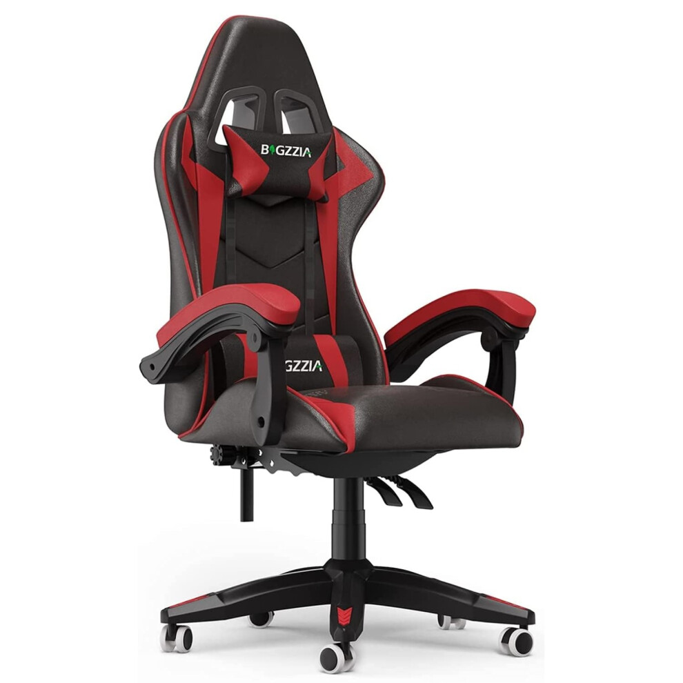 Gaming Chair Office Chair with Lumbar Support Flip Up Arms Headrest Swivel Rolling Adjustable PU Leather Racing Computer Chair