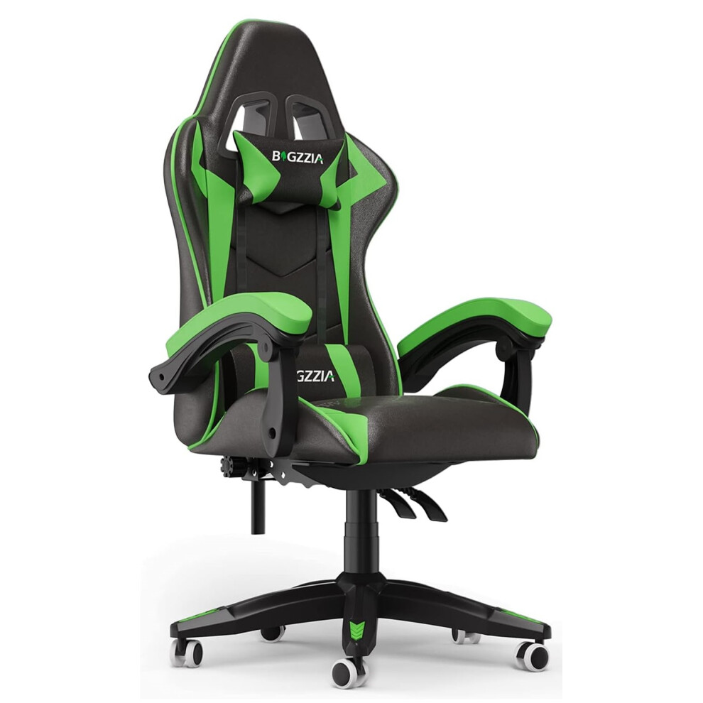 Gaming Chair Office Chair with Lumbar Support Flip Up Arms Headrest Swivel Rolling Adjustable PU Leather Racing Computer Chair