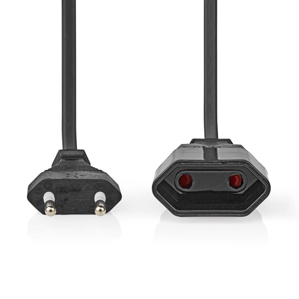2m EU Euro Extension Cable 2 Pin Euro Male to 2 Pin Euro Female Straight