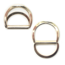 Set of 2 Gold Tone Hinged 2-Part Locking D Rings - 42 x 34 mm