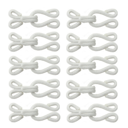 Large Copper White Braided Hooks and Eyes Fasteners - 38mm - 10 Sets 2