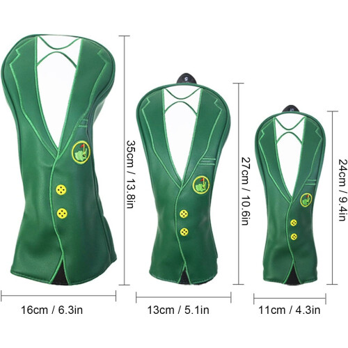 Green Jacket Design Driver #1 #3 #5 Headcovers 3Pcs 1