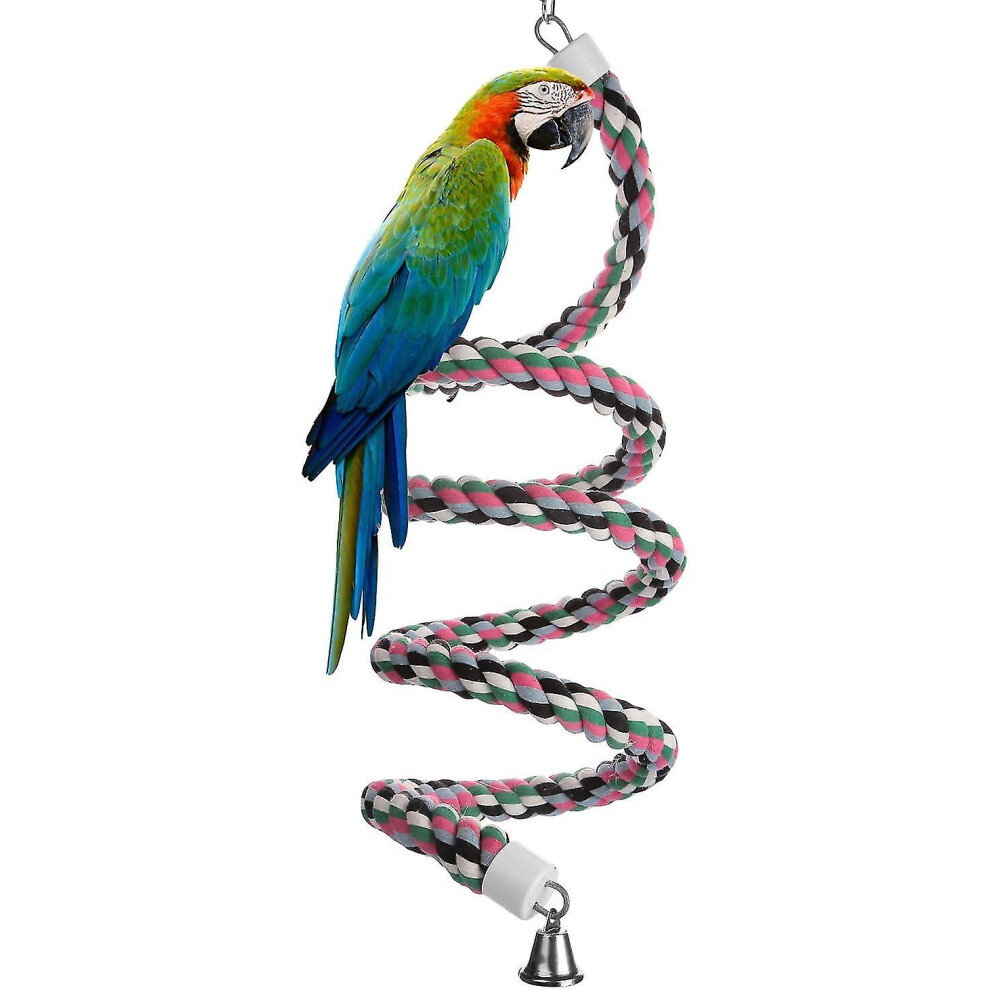 Bird Spiral Rope Perch, Cotton Parrot Swing Climbing Standing Toys With Bell (large - 200cm)