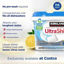 Kirkland Signature Dishwasher Tablets, 115 Pack