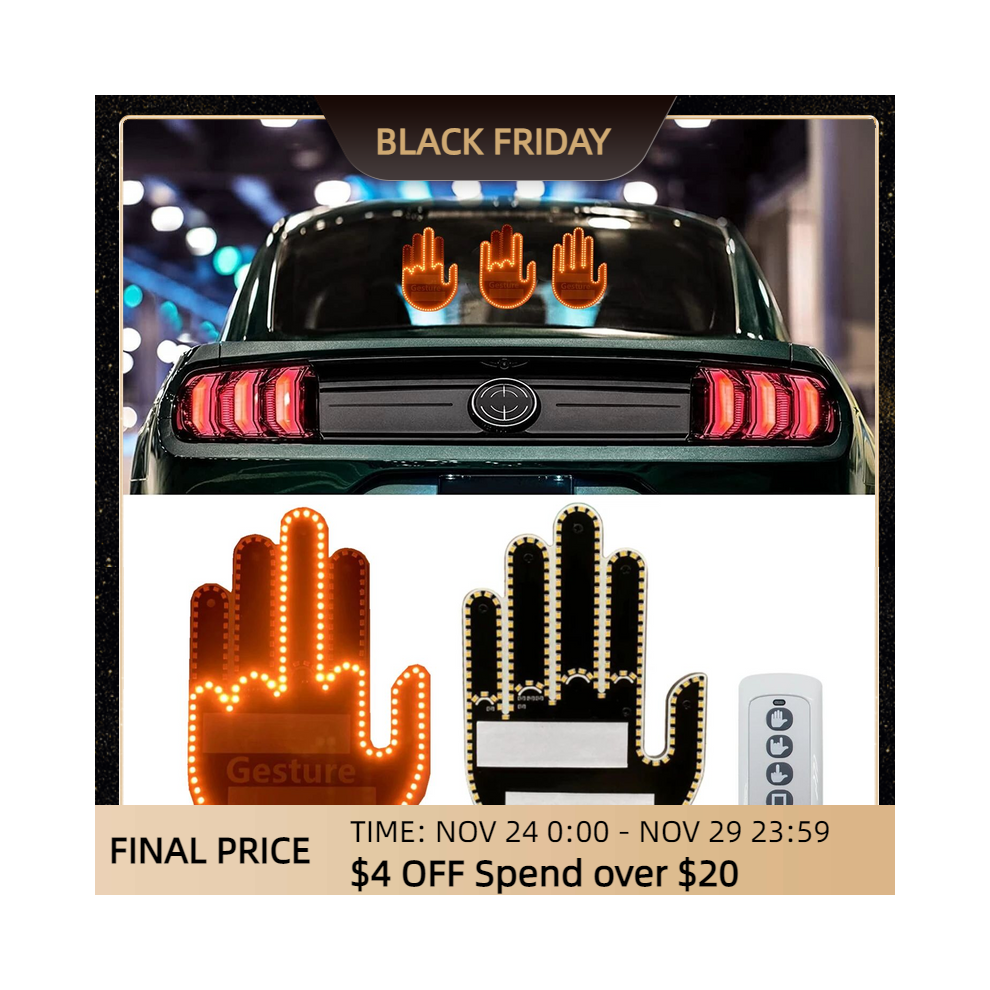 Maxpower Gesture Led Hand Middle Finger Car Interior Led Hand Adhesive Car Light