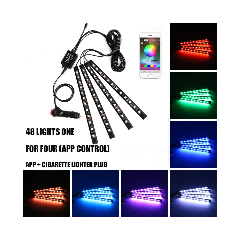 Maxpower (48Led App Cig) Led Car Foot Ambient Lamp With Usb Wireless Remote Music Control Light