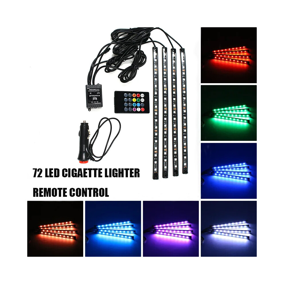 (72Led Remote Cig) Led Car Foot Ambient Lamp With Usb Wireless Remote Music Control Light 8692446690604