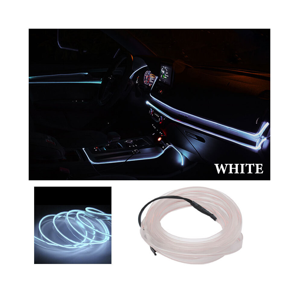 (5M, ) 5M Car Interior Decorative Atmosphere Wiring Neon Strip Auto Interior White/Light 8692446696590